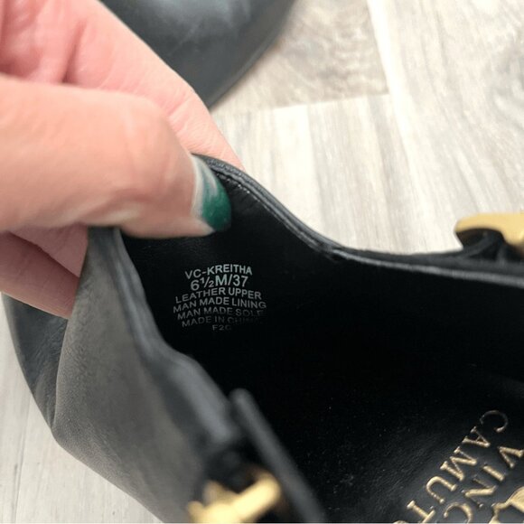 Vince Camuto Booties Kreitha Black Leather Pointed Toe Heeled Ankle - Picture 5 of 7